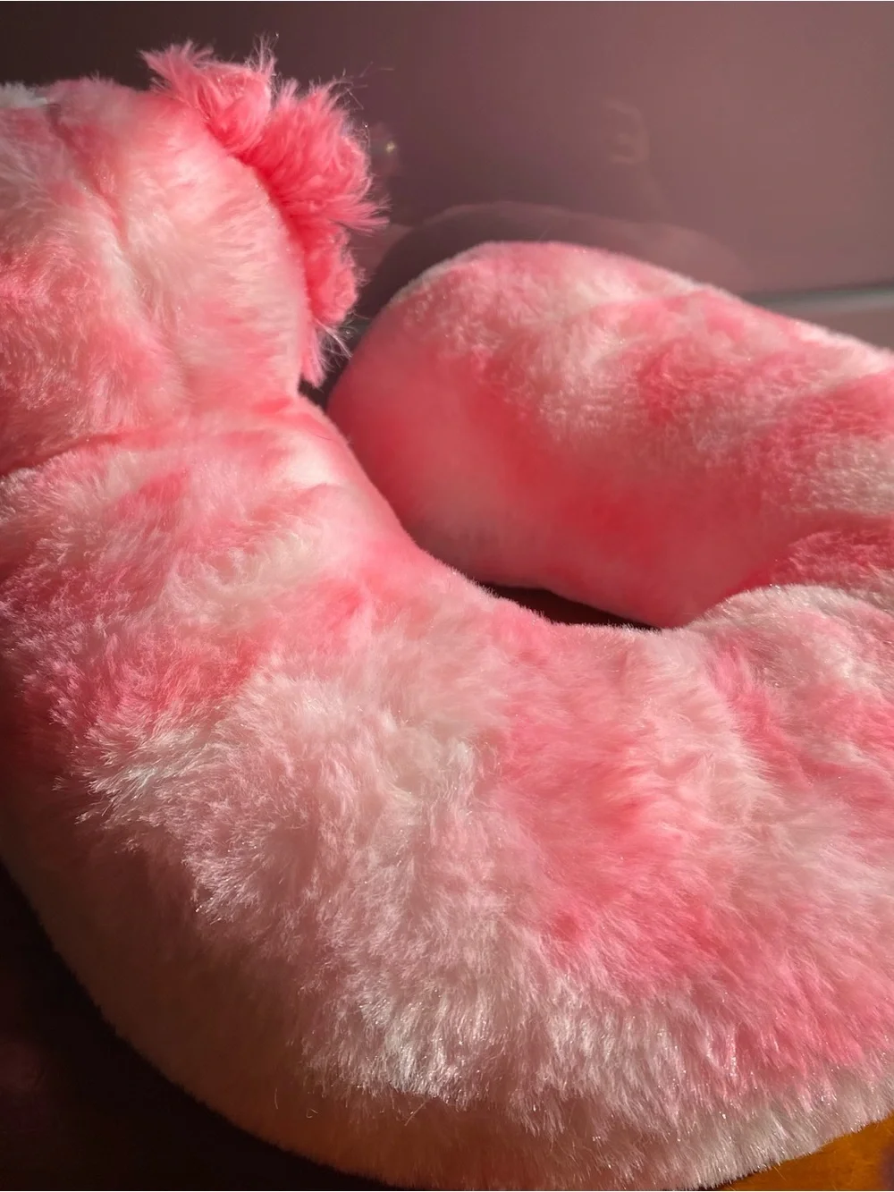 Axolotyl Plush Pink Travel Neck Pillow - Soft Fuzzy Accent